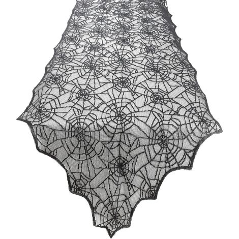 Chemin de table, Spinnennetz nappe, noir Spitze (1/5)