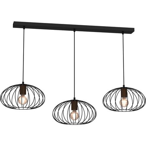 Suspension Milagro Meridiano MLP7960 3xE27 noir/bois (1/5)
