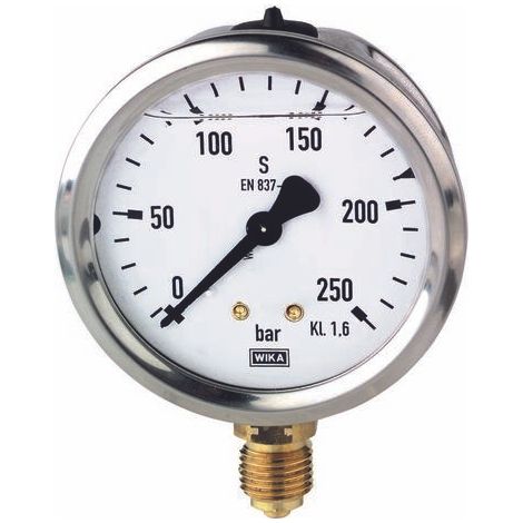 Manomètre à glycérine Riegler Acier CrNi G 1/4 en bas 0 - 10 bar Ø 63 mm - 102114