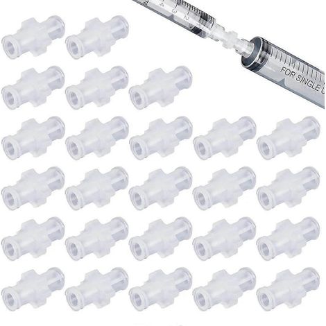25 connecteurs Luer Lock, interface Luer femelle, pour le transfert entre seringues, en polypropylène, adaptateur/coupleur de seringue (1/5)