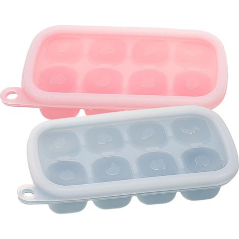 à Glaçons en Silicone 2pcs avec Couvercles, 8 Compartiments Faciles (1/5)