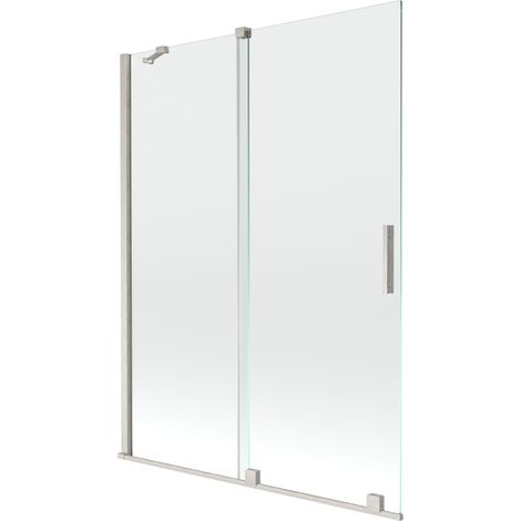 Paroi de baignoire coulissante à 2 volets Mexen Velar 130 x 150 cm, transparent, nickel brossé - 896-130-000-01-97 (1/2)