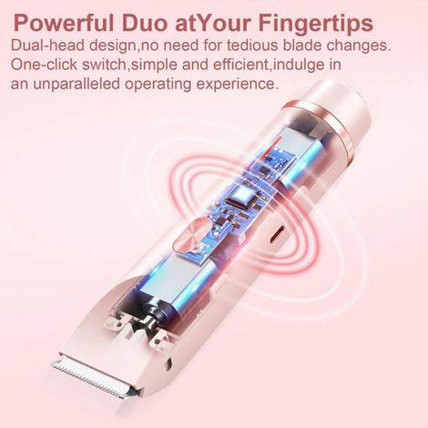 Épilateur - Tondeuse Bikini - Double Tête - Étanche IPX7 - Rechargeable USB - Pour Visage Corps Maillot - 1 Pièce (1/5)