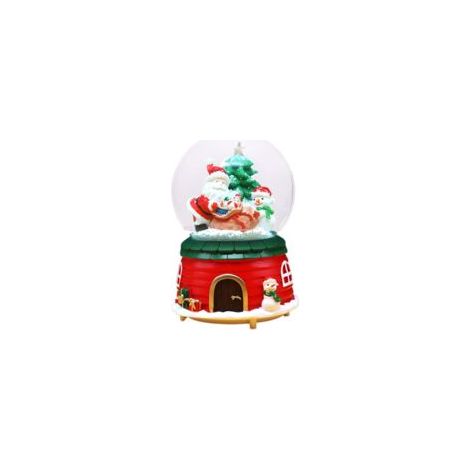 Weihnachtsschneekugel mit farbwechselnden LED-Lichtern, Weihnachtsmann, Elch, Schneemann, Weihnachtsbaum, Spieluhr, Kristallkugeln, Tischmodell, 12,5 x 8 cm - Crezuo