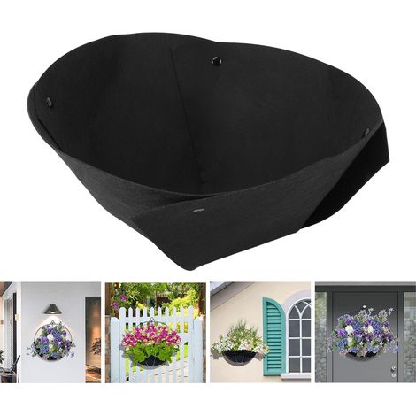 Liner de Pot Semi-Circulaire 3 Pièces Insert pour Jardinière Murale Liners de Remplacement Felt 14 Pouces Noir Pour Jardin (1/5)