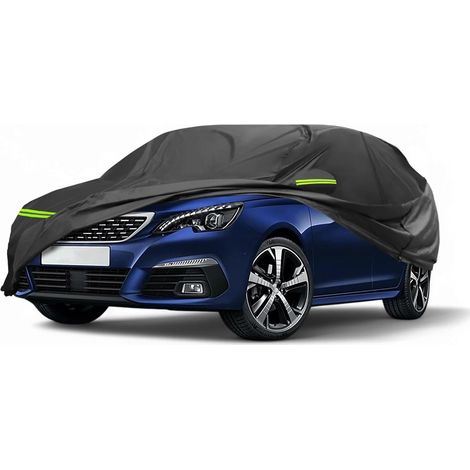 Housse Voiture pour 308 I/II 07-21 1 Pièce  Noir, 210D-PU, Tout Temps, Imperméable, Coupe-Vent, Protection Solaire, Fermeture Éclair Conducteur, Housse Complète (1/5)