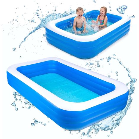 Piscine gonflable pour jardin d'enfants, dimensions : 150×90×50 cm, en vinyle, multifonctionnelle, piscine/pataugeoire pliante d'extérieur adaptée aux jardins, durable, bleue et blanche.
