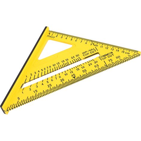 Équerre triangulaire de charpentier 7 pouces jaune, système impérial et métrique, équerre de charpentier multifonctionnelle (1/5)