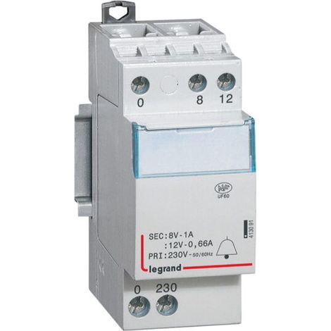 Legrand 413091 Transformator für Klingel – 230 V / 12–8 V – 8 VA – 2 Mod