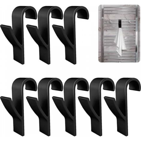 Crochet Radiateur Rond 8 Pcs Crochet à serviettes Crochet Serviette Salle De Bain Crochet Radiateur Seche Serviette Porte-Serviettes Seche Serviette pour Tous les Radiateurs Standards-Noir (1/5)
