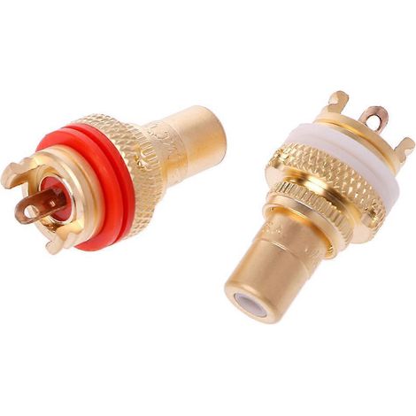 Lot de 8 prises RCA Hi-Fi rouge et blanche, châssis de haute qualité, connecteurs femelles CMC. (1/4)