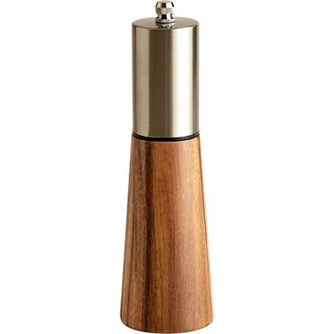 Moulin à Poivre et à Sel - Corps en Chêne Alimentaire - Mécanisme Céramique Réglable - Finition Sable Or - Lot de 2 (1/5)