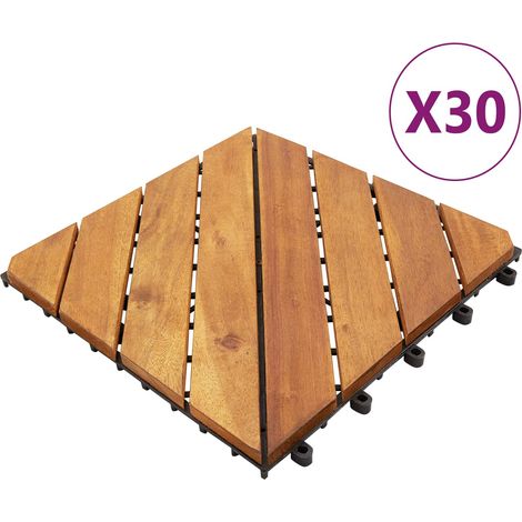 vidaXL Tile de Decking 30 uds. Marrón 30 x 30 cm Madera de Acacia (1/2)
