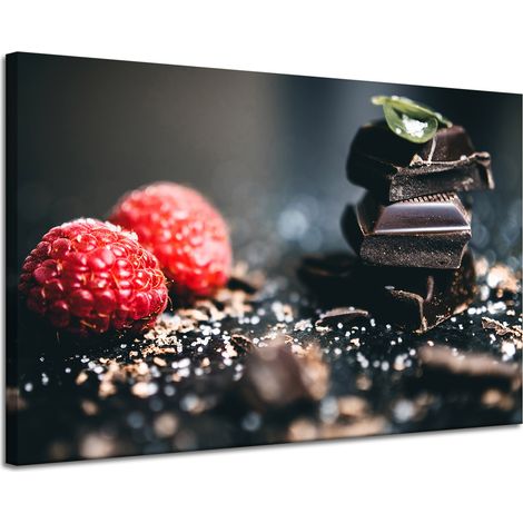 Lienzo impreso "Cocina con frambuesas y chocolate" 120x80