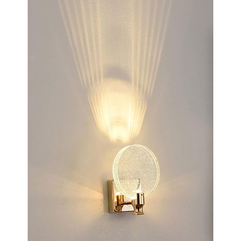 Applique Murale Cristal, Luminaire Mural Interieur de Style Nordique de Luxe, Lampe Murale Ronde Créatif pour Chambre, Chevet, Salon, Salle de Bain, Commode, Couloir (Or, 13cm)