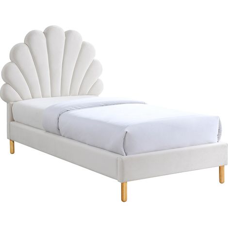 Letto a conchiglia 90 x 190 cm - Velluto - Beige - MOANA
