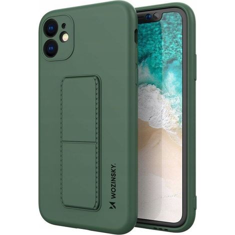 Custodia Wozinsky Kickstand in silicone con supporto per Samsung Galaxy A22 4G, verde scuro (1/5)