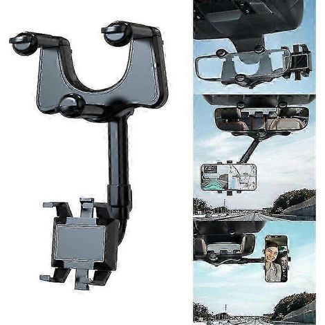 Support de téléphone de voiture rotatif et rétractable à 360° avec rétroviseur multifonctionnel (1/5)