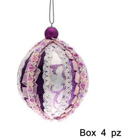 4 sfere decorate per albero di natale - colore viola - addobbi natalizi decorazioni