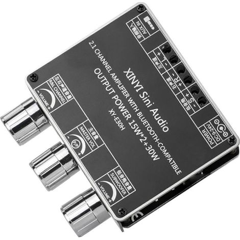 Module amplificateur audio Bluetooth XY-E30H 2.1 canaux avec application pour subwoofer à basses hautes et basses. (1/4)