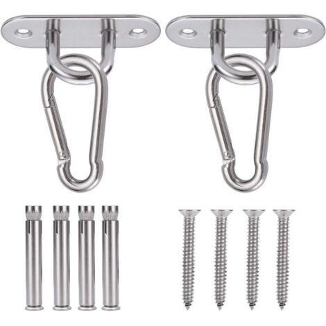 Set di 2 ganci da soffitto, robusti ganci in acciaio inossidabile SUS304 per cemento e legno, adatti per appendere amache da yoga, sedie e sacchi da boxe.