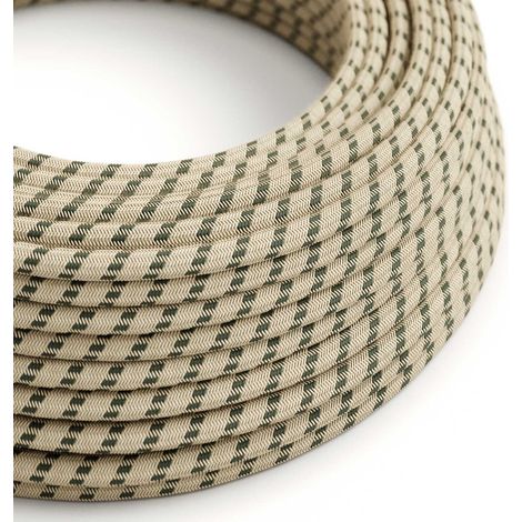 Creative-Cables, Cavo elettrico rivestito in tessuto, Sezione 2 x 0,75 mm², 1 m, Grigio Antracite e Beige RD54, Rotondo, Cotone e lino