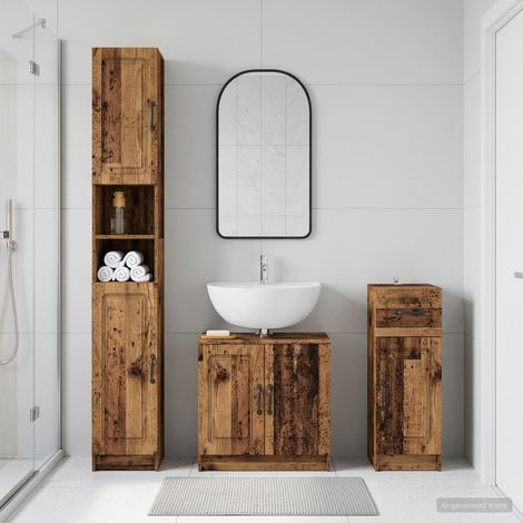 vidaXL 3 Piece Bathroom Cabinet Set UTRECHT Old Wood Engineered Wood (1/5)