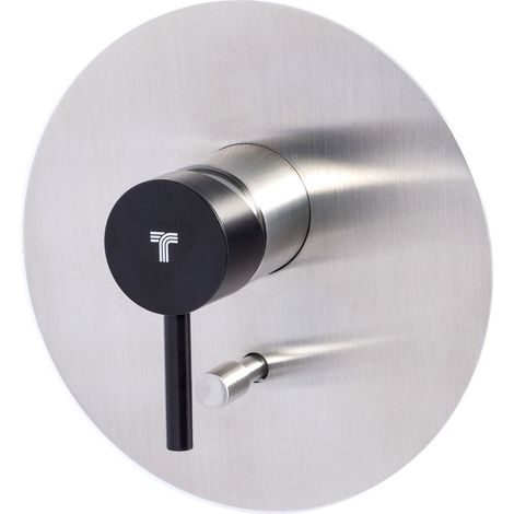 Rubinetto Miscelatore Monocomando Doccia ad Incasso con Deviatore in Acciaio Inox Maniglia Carbone (1/2)