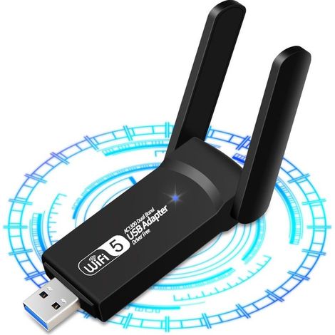 1 Adaptateur WiFi, USB 3.0, Double bande 2,4/5 GHz, 1300Mbps, MU-MIMO, Antenne 5dBi, Pour PC Windows 10/11 (1/5)