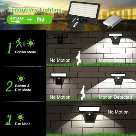 Lampe solaire d'extérieur avec 90 ampoules LED, batterie 2600 mAh, détecteur de mouvement, étanche et sans fil, idéale pour l'éclairage de terrasse et de jardin. (1/3)