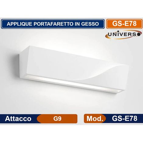 PORTALAMPADA APPLIQUE DA PARETE IN GESSO VERNICIABILE RETTANGOLARE CON DOPPIA EMISSIONE LUMINOSA UP / DOWN LAMPADA CONTEMPORANEA CON ATTACCO G9 (1/5)