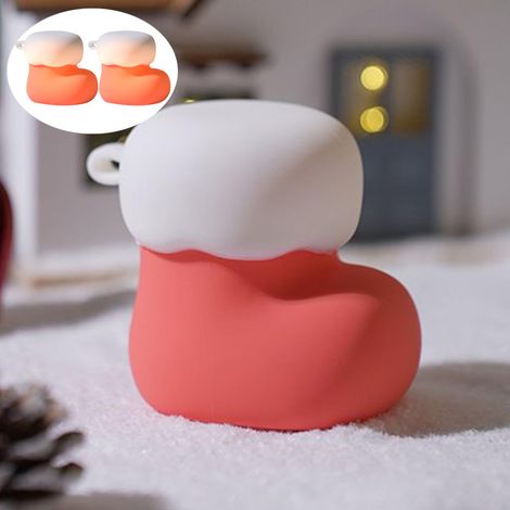 Lot de 2 mini veilleuses de Noël, veilleuses LED rechargeables, veilleuses lumières colorées, en silicone, bottes de Noël (1/5)