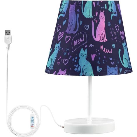 Kcldeci Lampe de chevet en forme chats violet-bleu foncé pour (1/5)