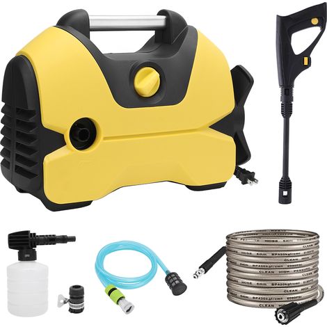 Nettoyeur haute pression électrique 2000PSI 1,2gpm, avec tuyau de sortie de 32 pieds, buse de canon à mousse, Machine de nettoyage pour voitures, patios, jaune (1/5)