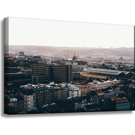 Leinwandgemälde Architektur Stadtansicht 60x40 cm Vogelperspektive