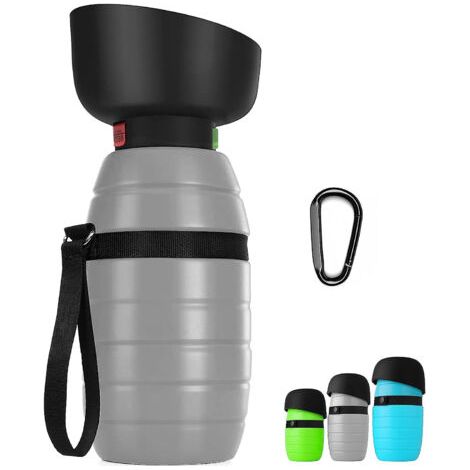 royaluxe-Bouteille d'eau portable pour chien 650 ml avec bol d'eau, fontaine à boire portable pour chien chat Bouteille d'eau étanche non toxique, marche, voyage, randonnée (1/5)