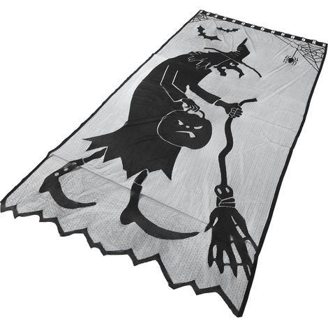 Rideaux en dentelle noire pour Halloween, style sorcière, rideaux chauve-souris, décoration de porte pour la maison et les fêtes (1/5)