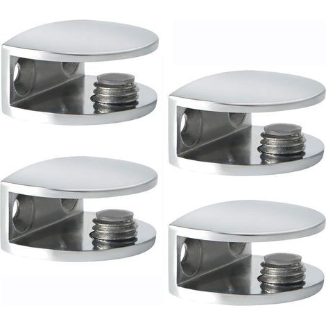 Pince à Verre Support d’Étagère en Verre Support de Tablette Mural Fixation Réglable, Verre Adaptatif de 8-10 mm d'Épaisseur, 4 Pcs (1/5)