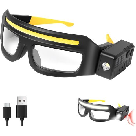 Lunettes de sécurité LED mains libres avec capteurs de mouvement et commande pour la mécanique et la pêche, lunettes multifonctions (1/5)