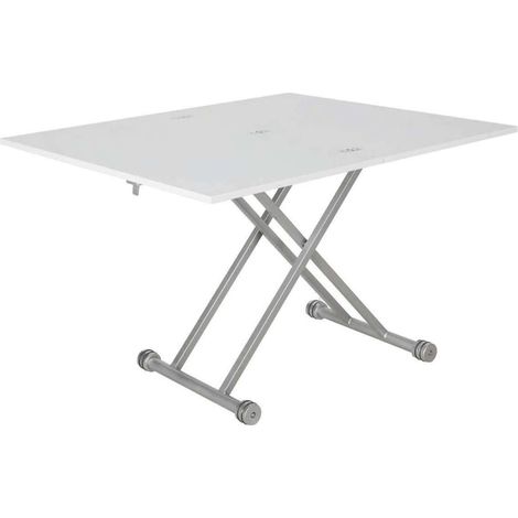 Mesa de centro con altura regulable Támesis acabado blanco lacado, 39-75 cm (alto) 100 cm (fondo) 57-114 cm (ancho) (1/5)