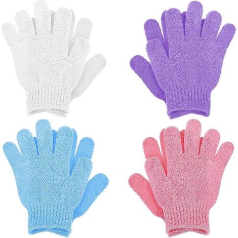 4 Stück Peeling-Waschlappen, doppellagige Badehandschuhe für Dusche, Körperpeeling, Peeling-Handschuhe aus natürlichem Luffa (1/5)