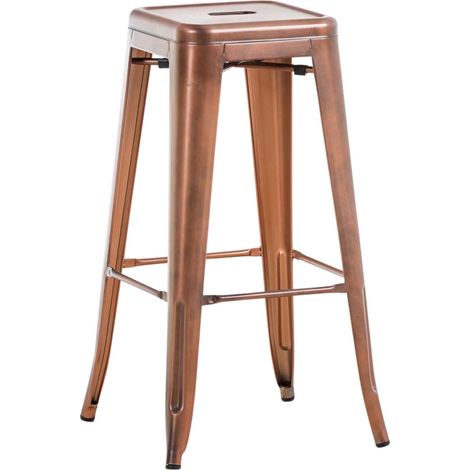 TDB10315 Taburete de bar de metal de cobre de estilo industrial, silla alta