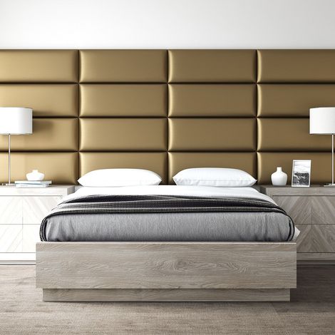 Panneau Décoratif Tête De Lit Capitonnée Mural 91cm Cuir Or (1/5)