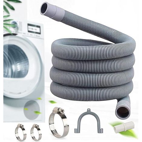 Tuyau de vidange lave-linge 1,5 m, rallonge universelle avec support et colliers, pour machine à laver et lave-vaisselle (1/4)
