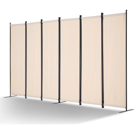 Paravent Multifonctionnel à 6 Panneaux, Cloison de Séparation Autoportant 311 x 180,5 cm, Séparateur de Pièces Intérieur Pliable, Brise-vue pour Confidentialité, Bureau, Chambre, Salon, Beige (1/5)