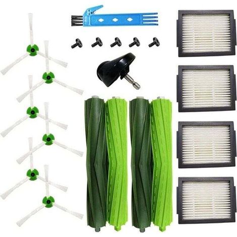 Kit accessoires compatible avec les pièces de rechange Roomba , XU,série i7 i7 + / i7 Plus E5 E6 E7 Pack de 2 brosses principales + 6 f - KZQ (1/4)