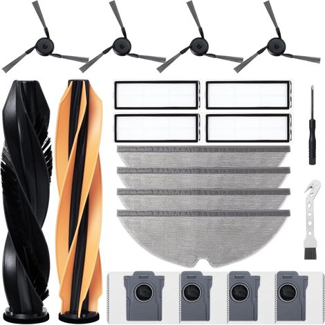 ZubehörSet für Dreame D20 / D20 Pro Plus Saugroboter Ersatzteile. 2 Hauptbürste, 4 Hepa-Filter, 4 Wischer-pad, 4 Seitenbürsten, 4 Staubbeutel, 1 Bürste (1/5)
