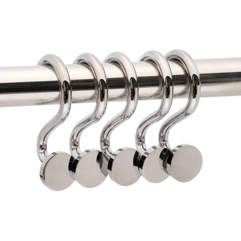 lot De 5 Crochets De Rideau De Douche En Mtal, Anneau De Douche, Crochets De Rideau De Douche, Argent (1/5)