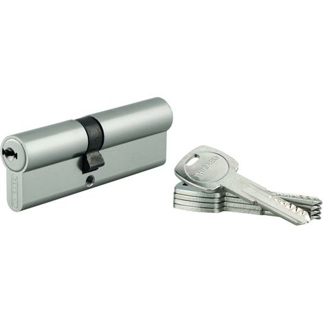 Cylindre de serrure double entrée 40x40mm – 5 clés UNIKEY – Protection anti-crochetage et anti-perçage – Laiton nickelé (1/5)