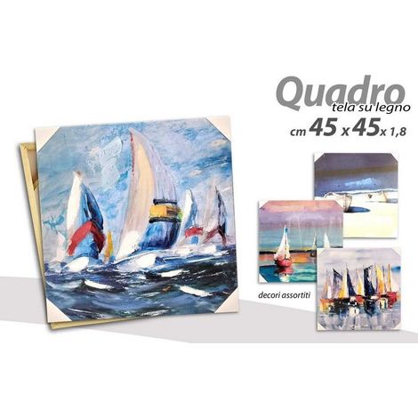 TRADE SHOP - Quadro Quadretto Decorativo 45x45x1,8cm Tela Su Legno Deluxe Decori Ass 806810 - (1/3)